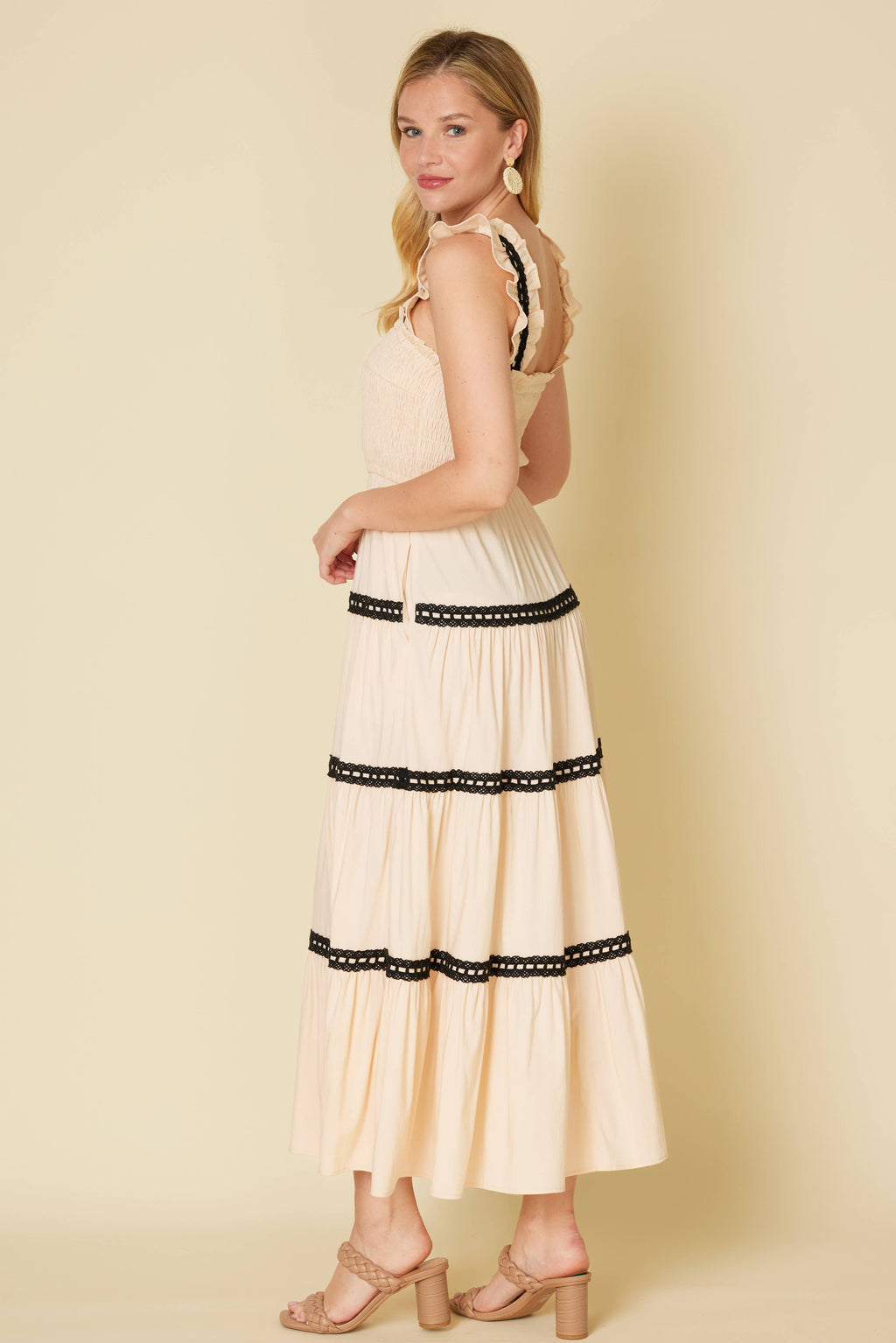 Crochet Lace Tape Midi Dress