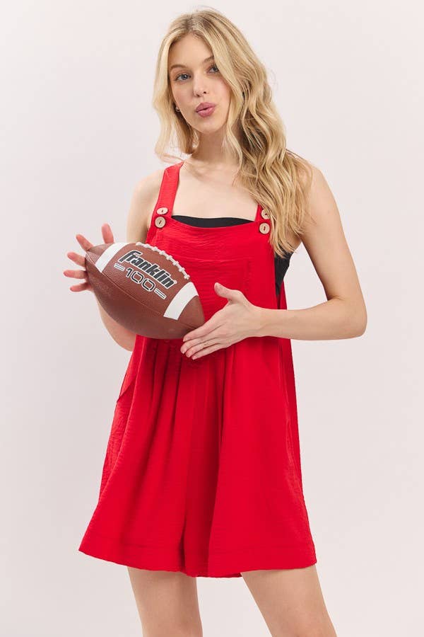 Scallop Pocket Strap Romper