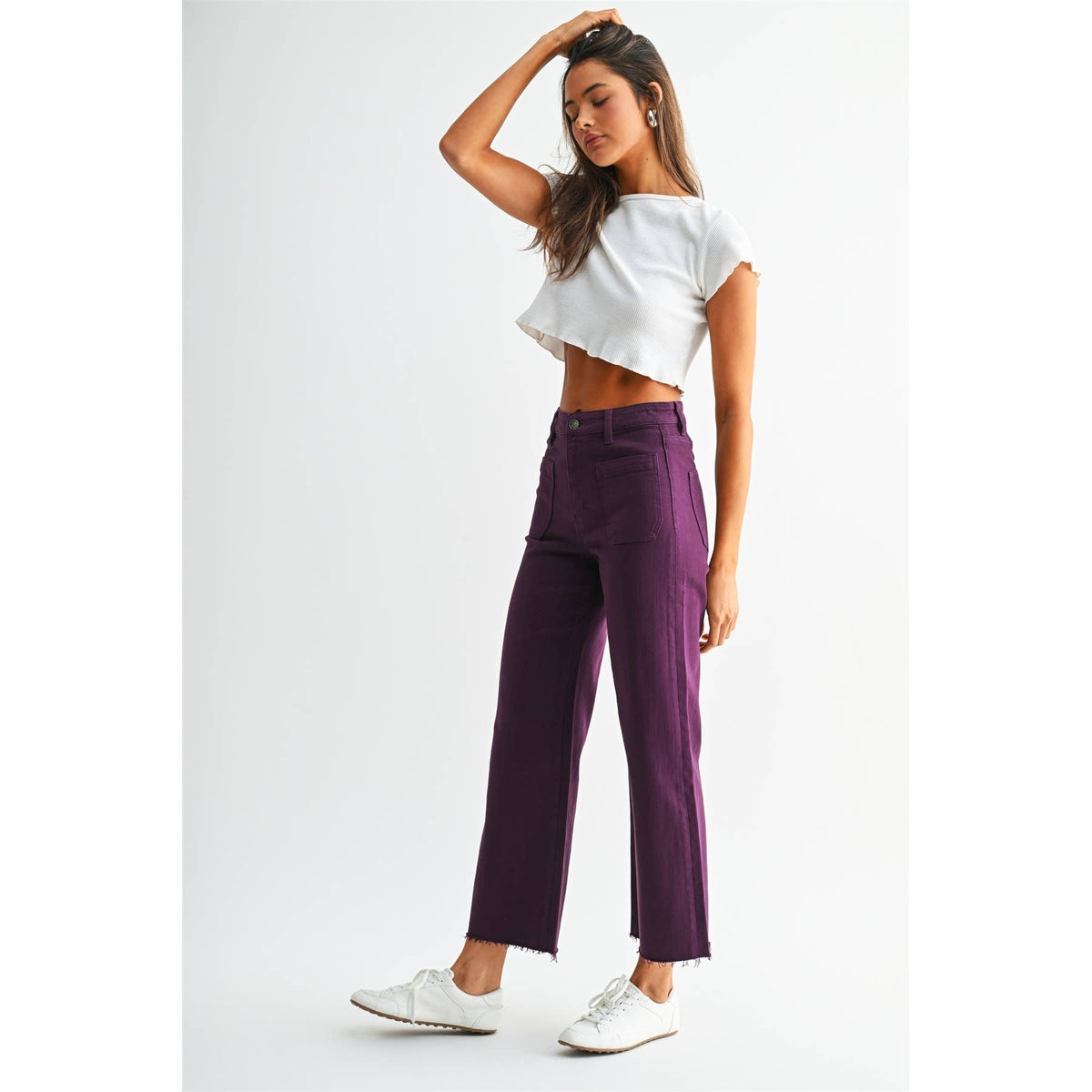 HIGH RISE WIDE LEG CROP RAW HEM