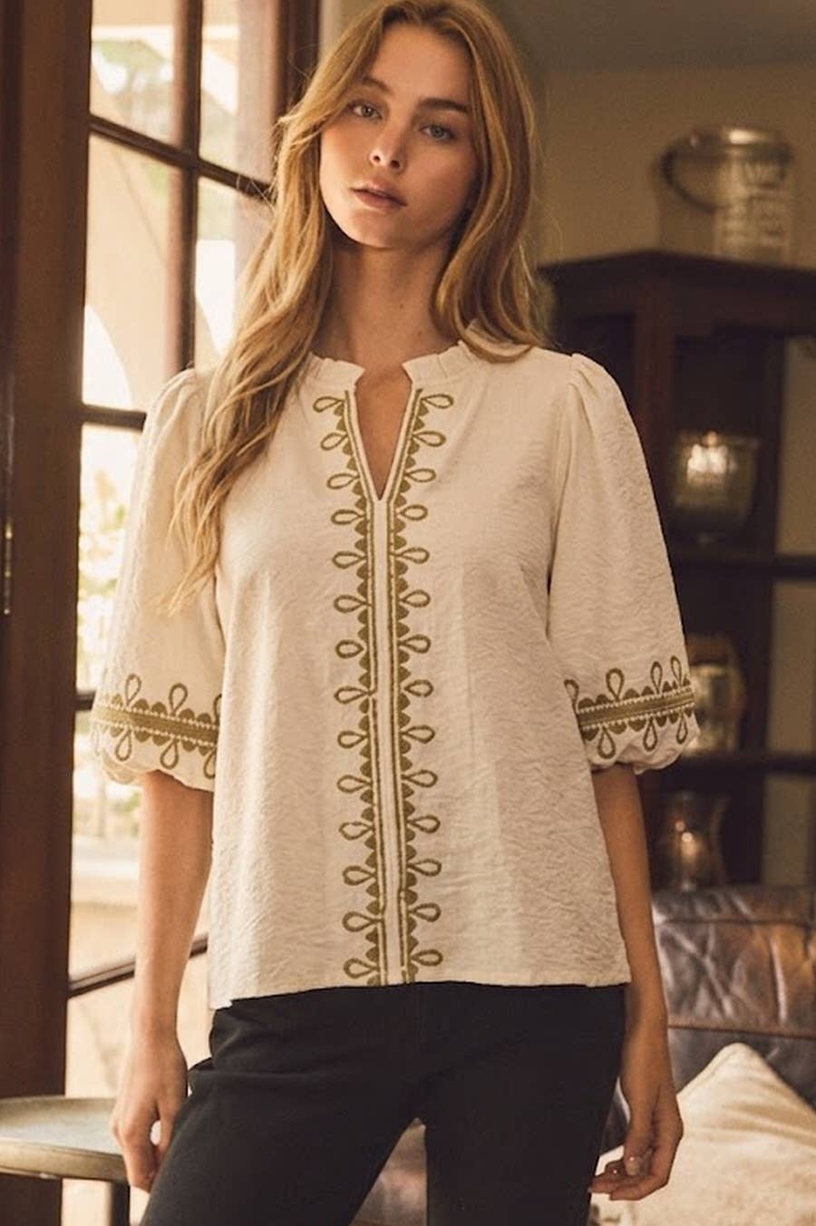 V-neck Peplum Top