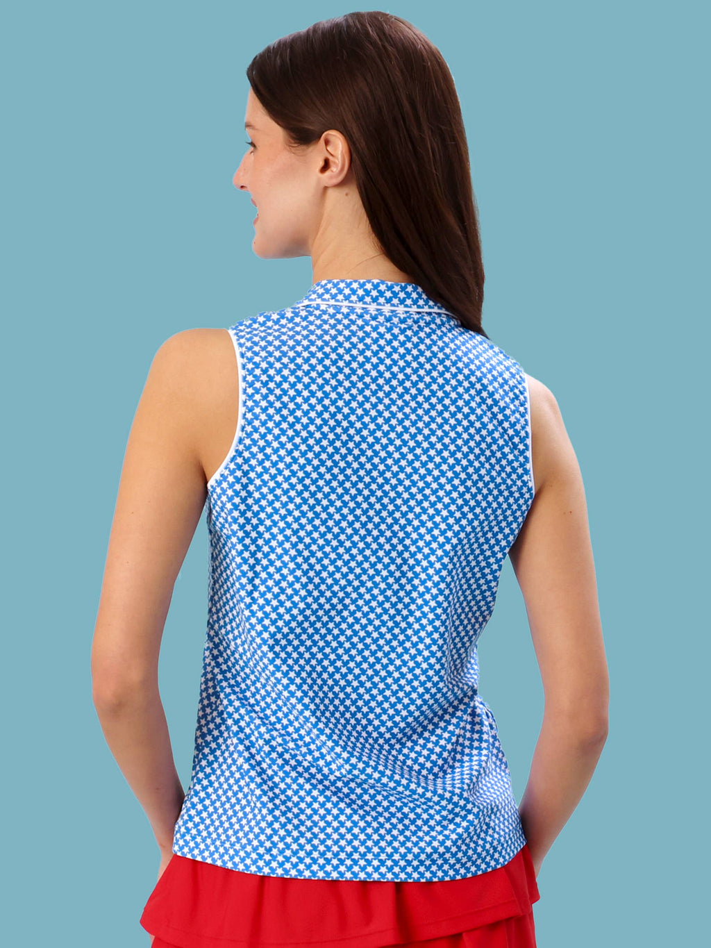 Women's Tiny Blue Stars Sleeveless Polo Active Top