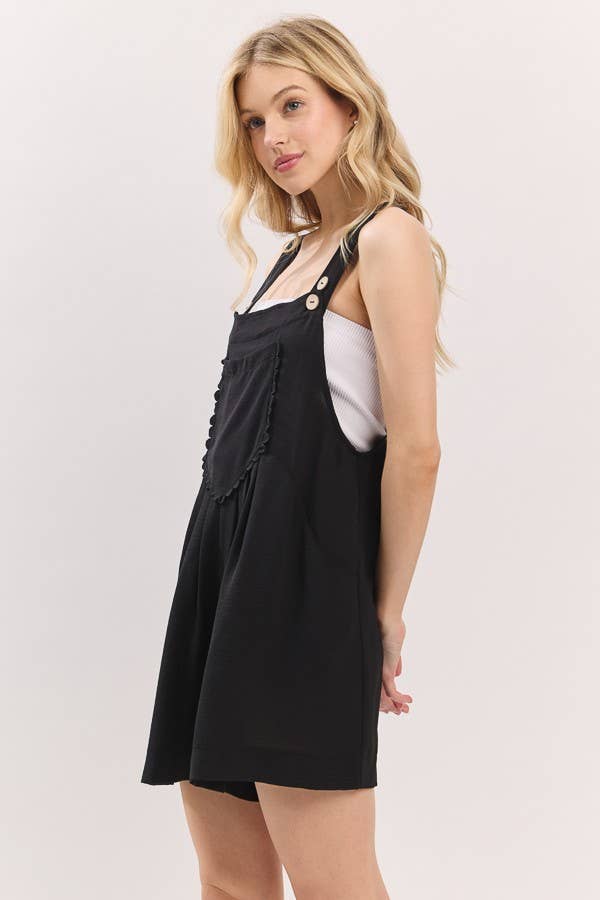 Scallop Pocket Strap Romper