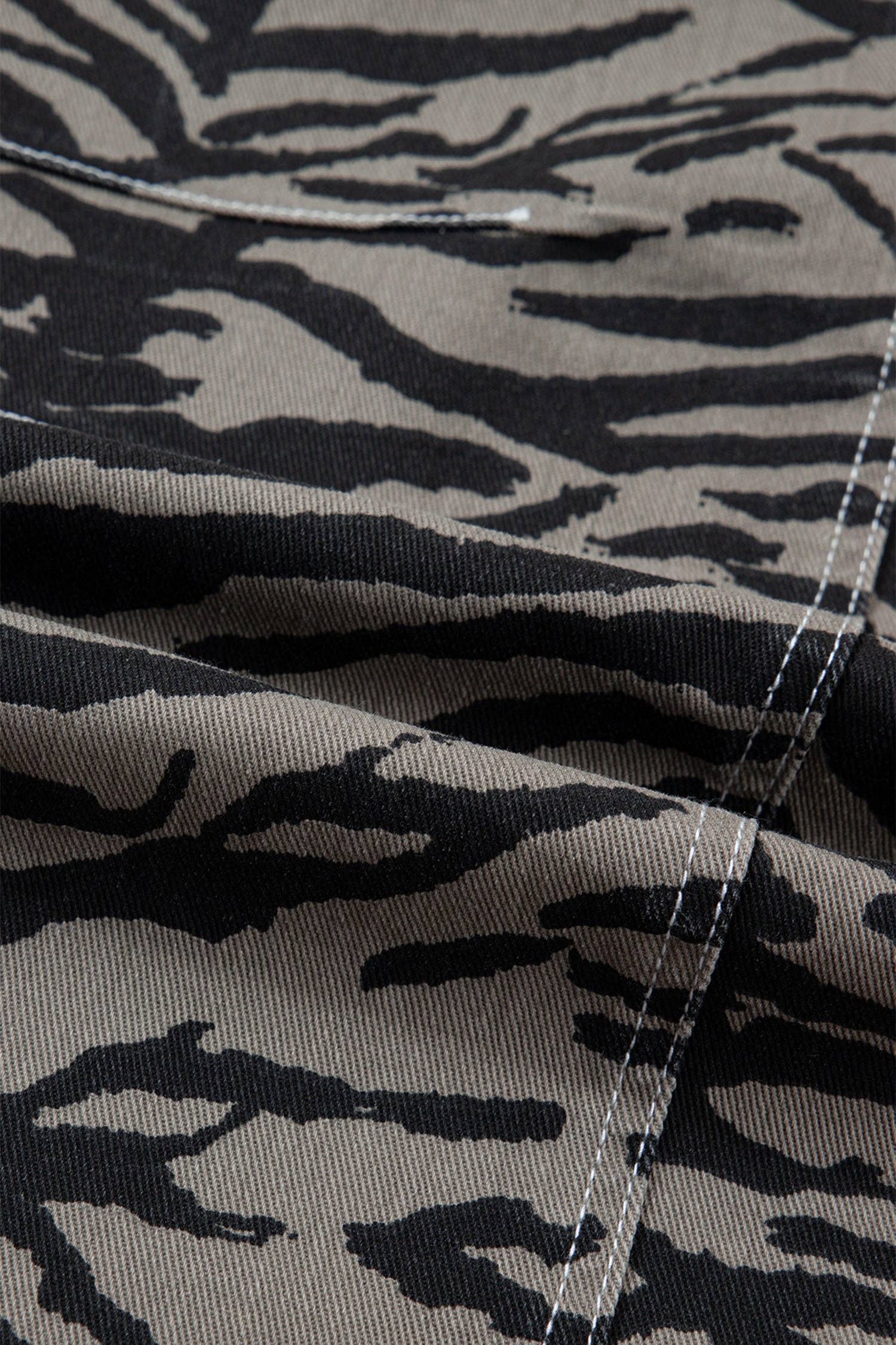 Zebra Stripe Denim Wide Barrel Leg Jeans