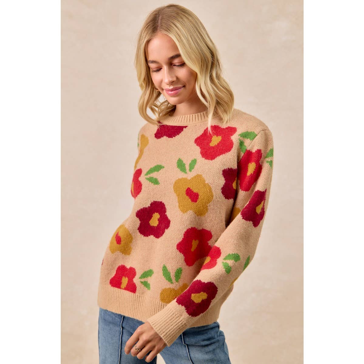 FLORAL PATTERN SWEATER TOP