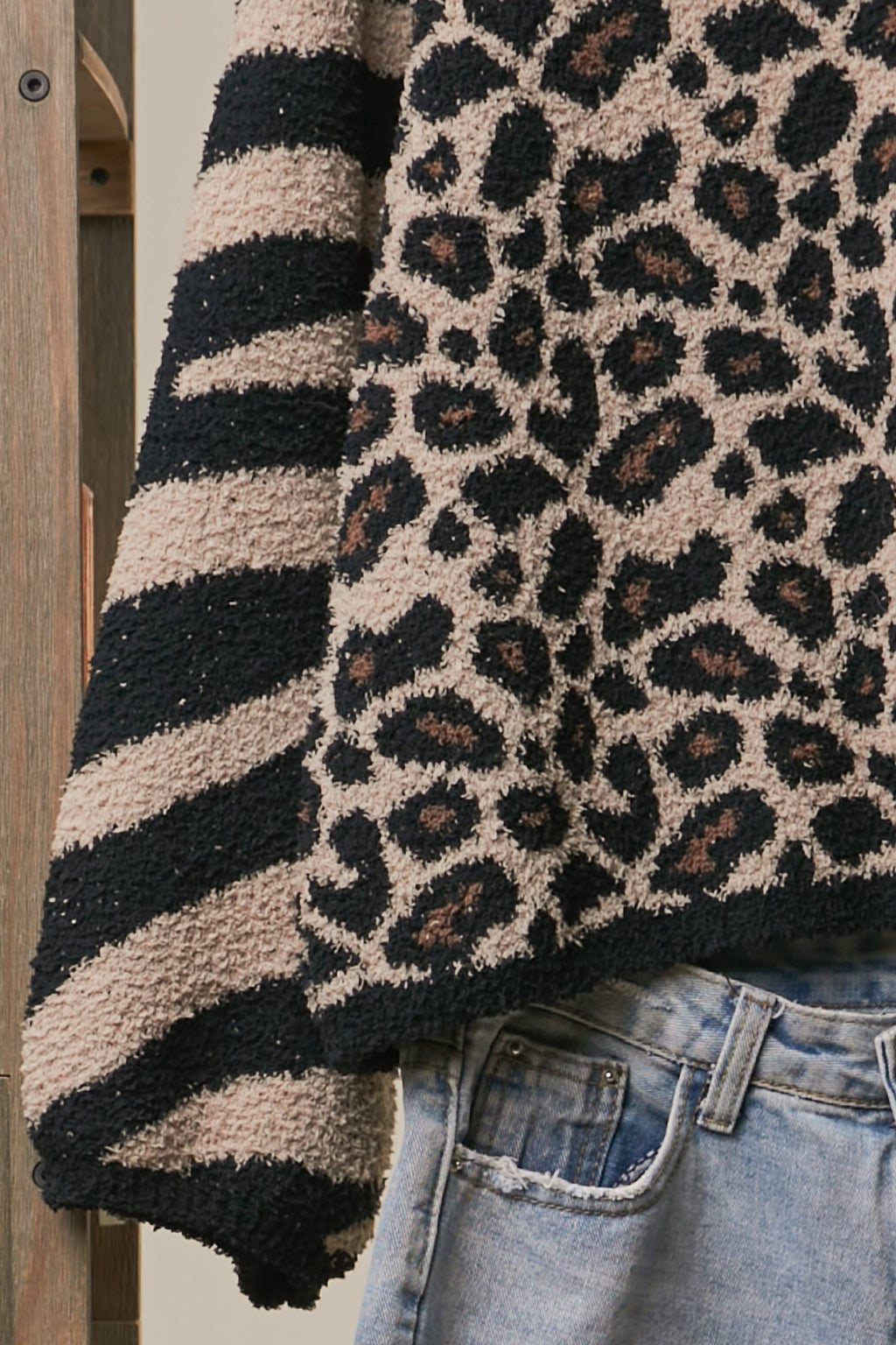 Mixed Animal Print Knit Sweater