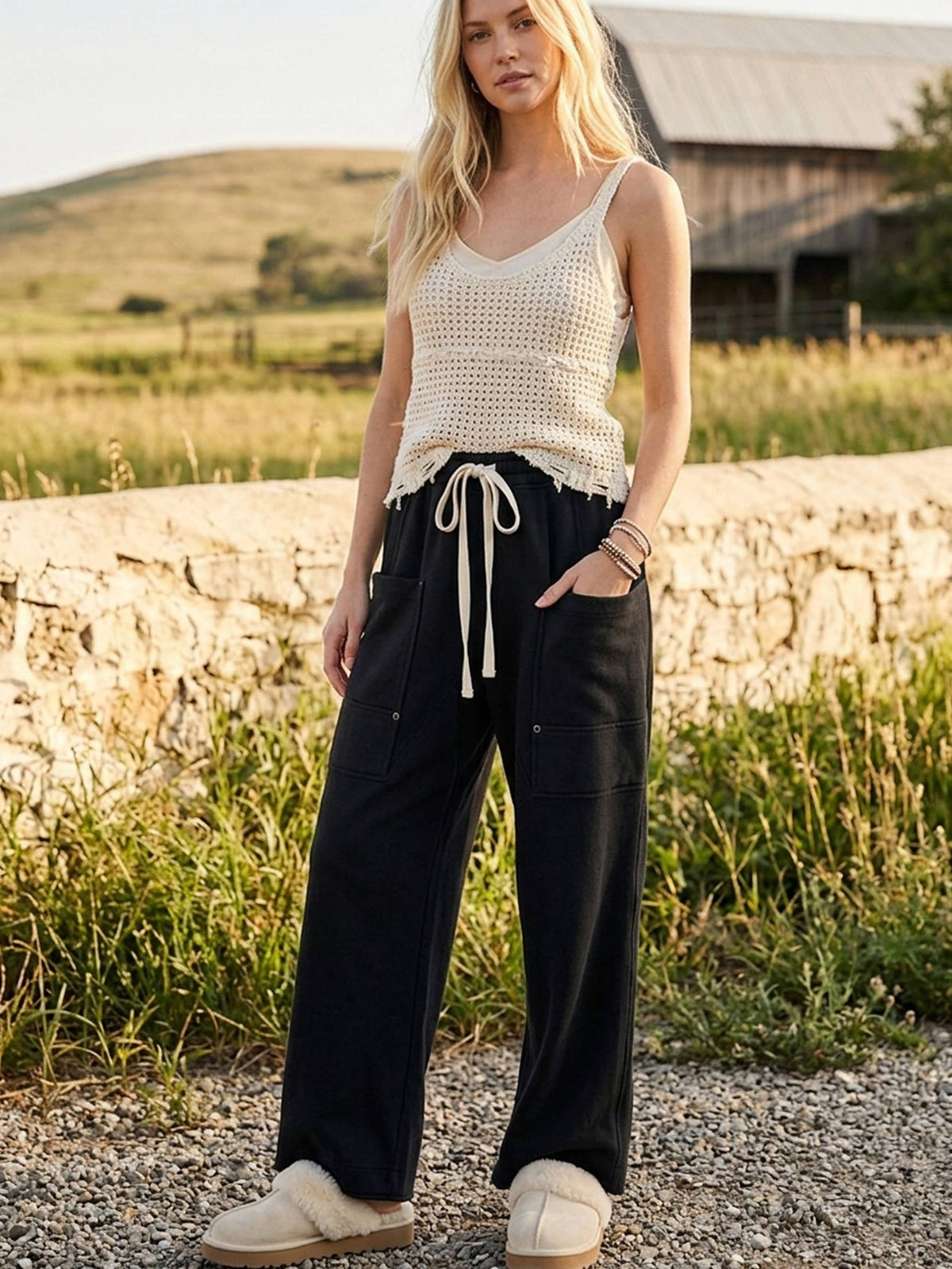 French Terry Wide-Leg Sweatpants