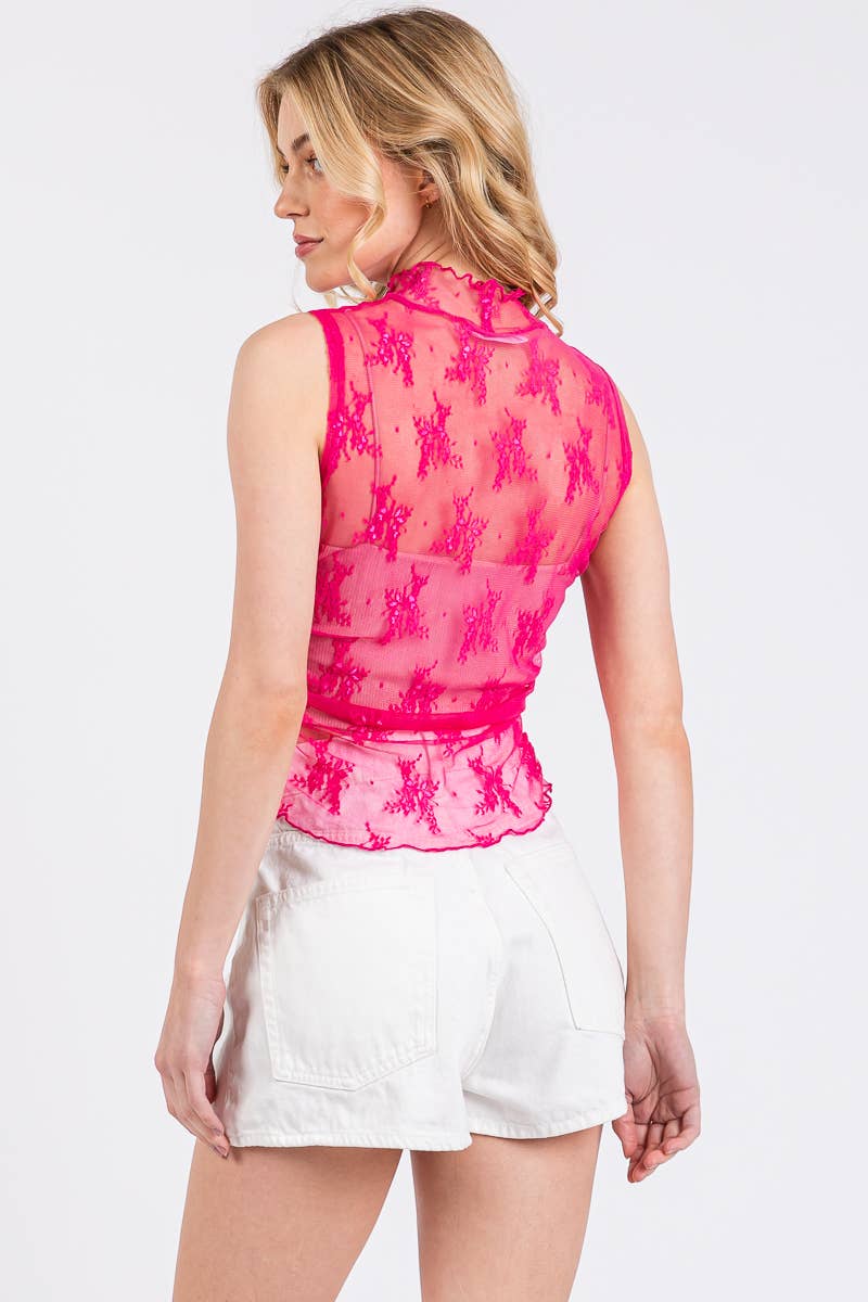 FLORAL LACE MUSCLE TOP