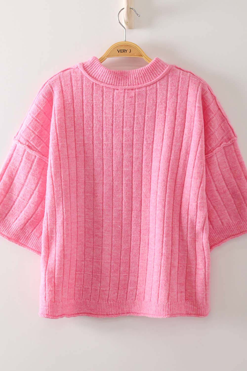 Cropped Length Ribbed Knit Sweater