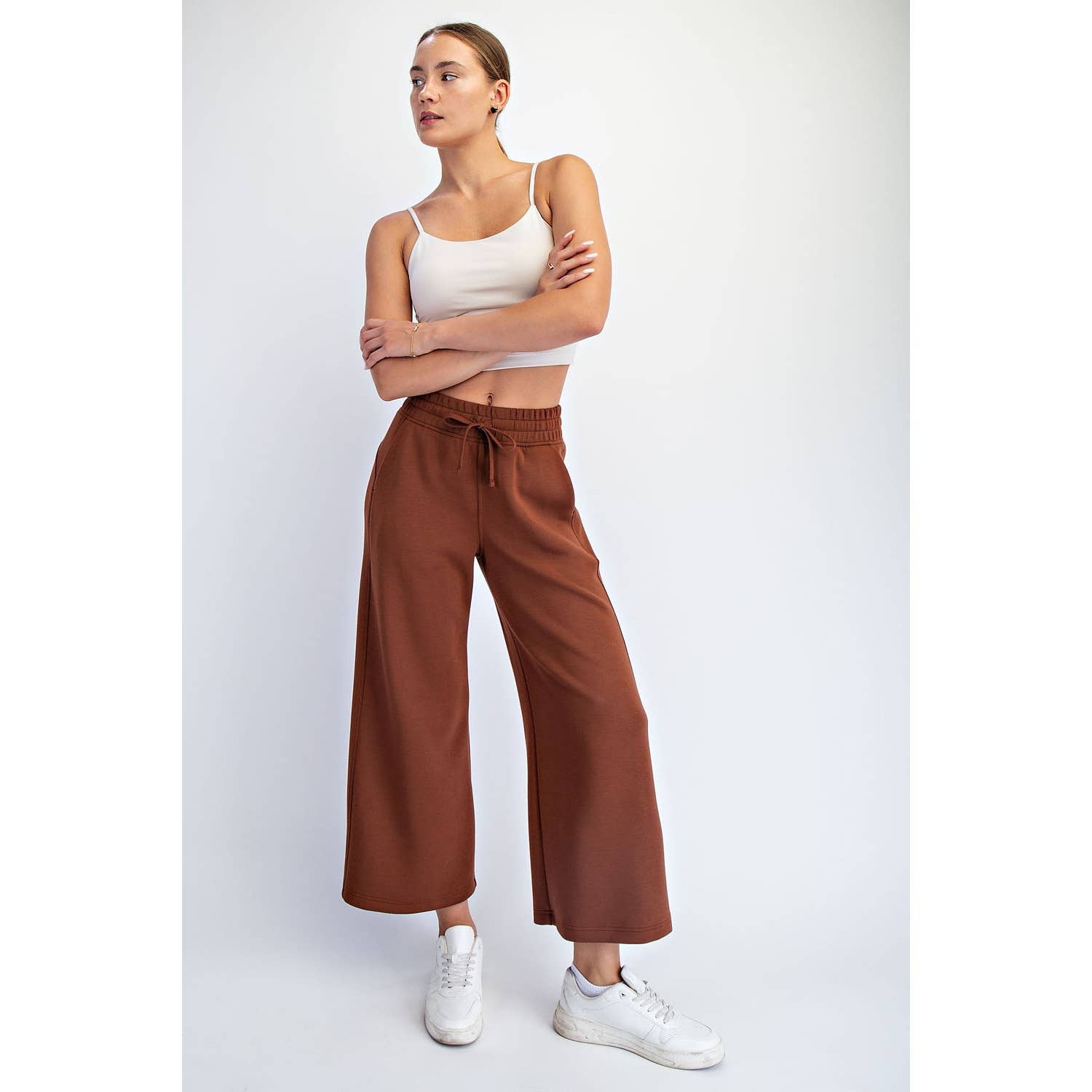 MODAL SCUBA CROPPED WIDE PANT