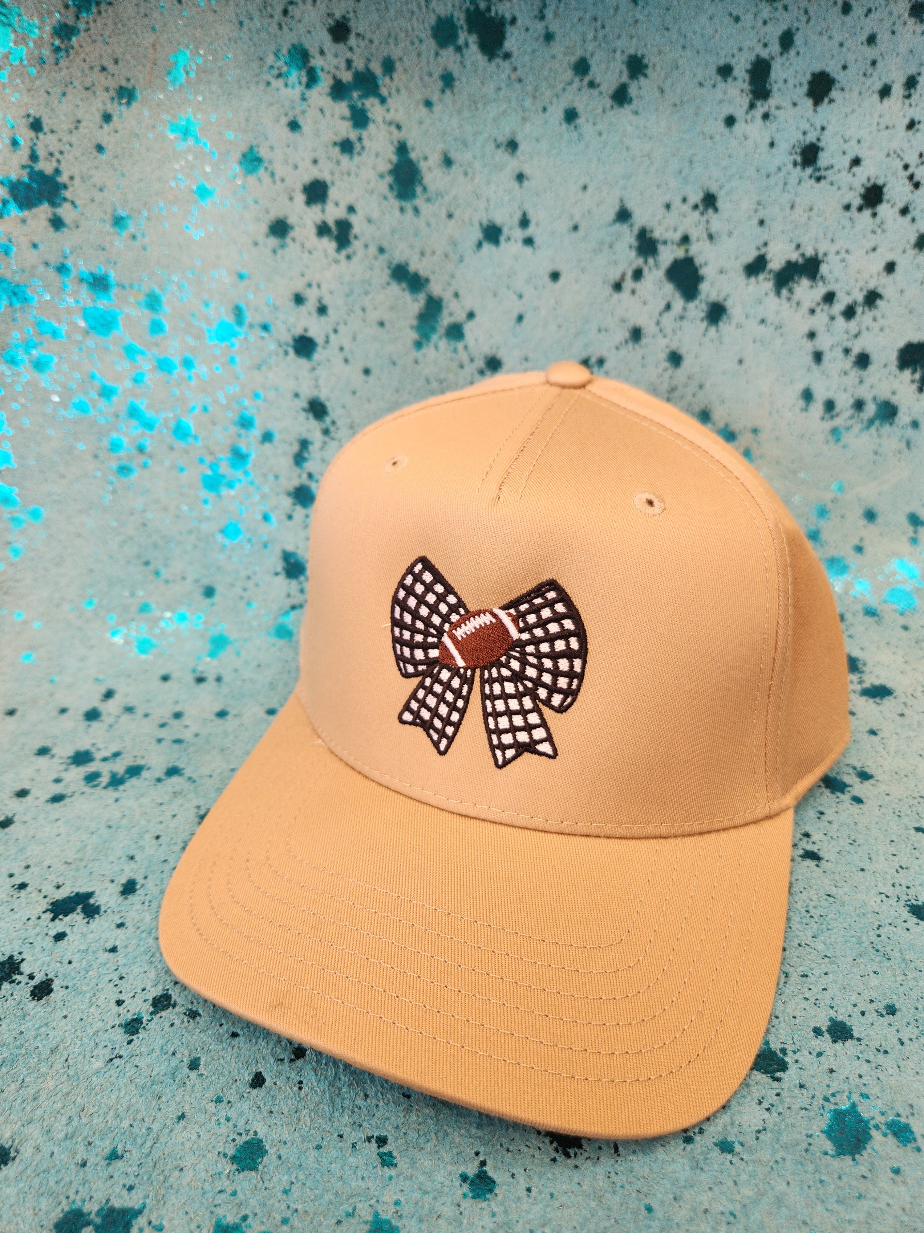 Checkered bow/Football Hat
