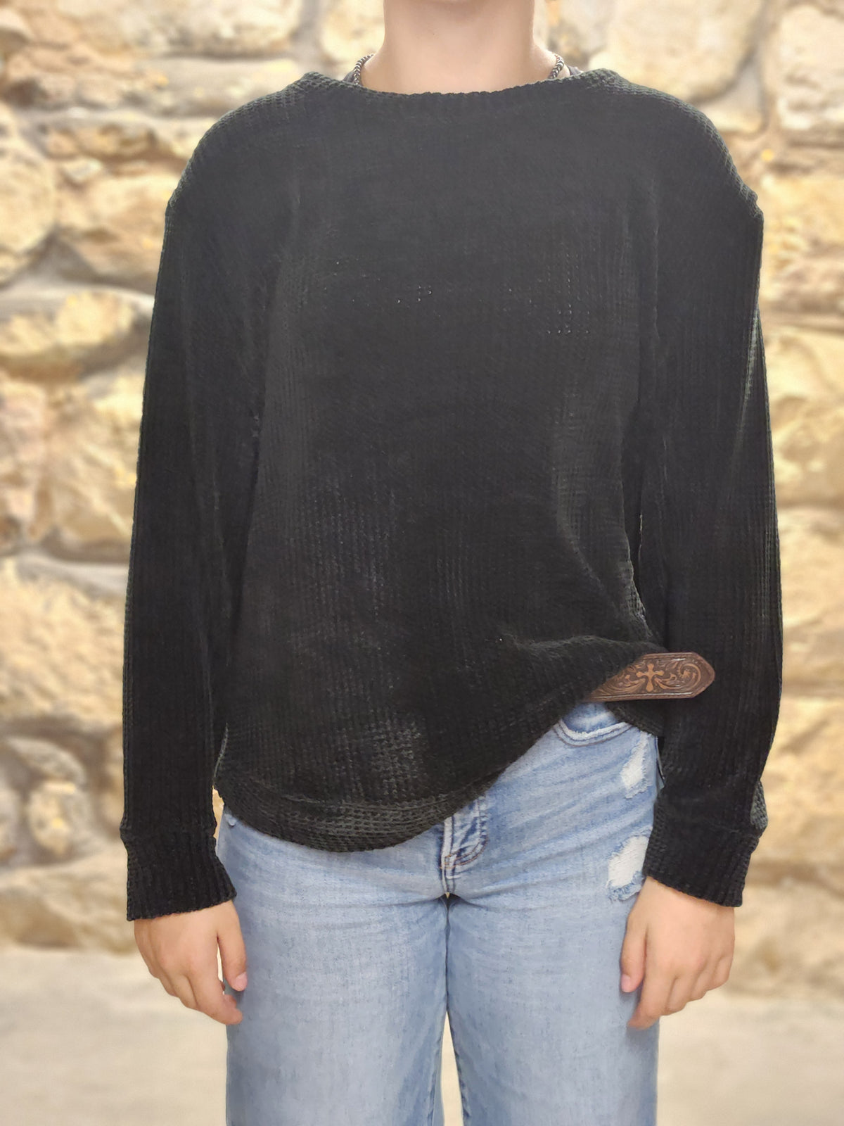 LONG SLEEVE CHENILLE SWEATER