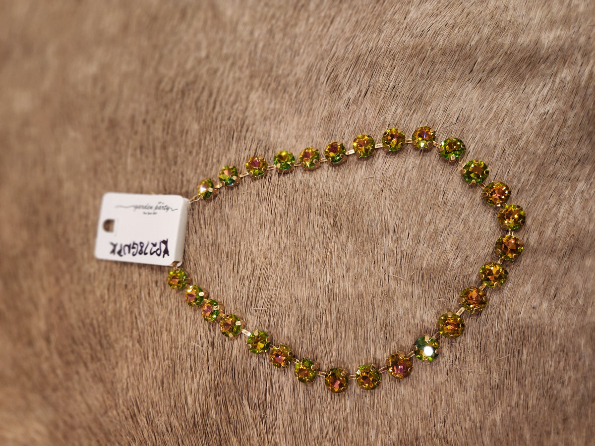 GREEN/PINK CRYSTAL NECKLACE