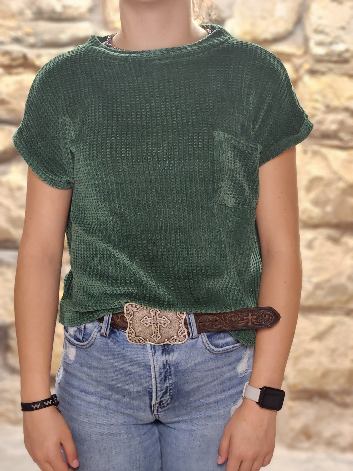 Chenille Short Sleeve Top