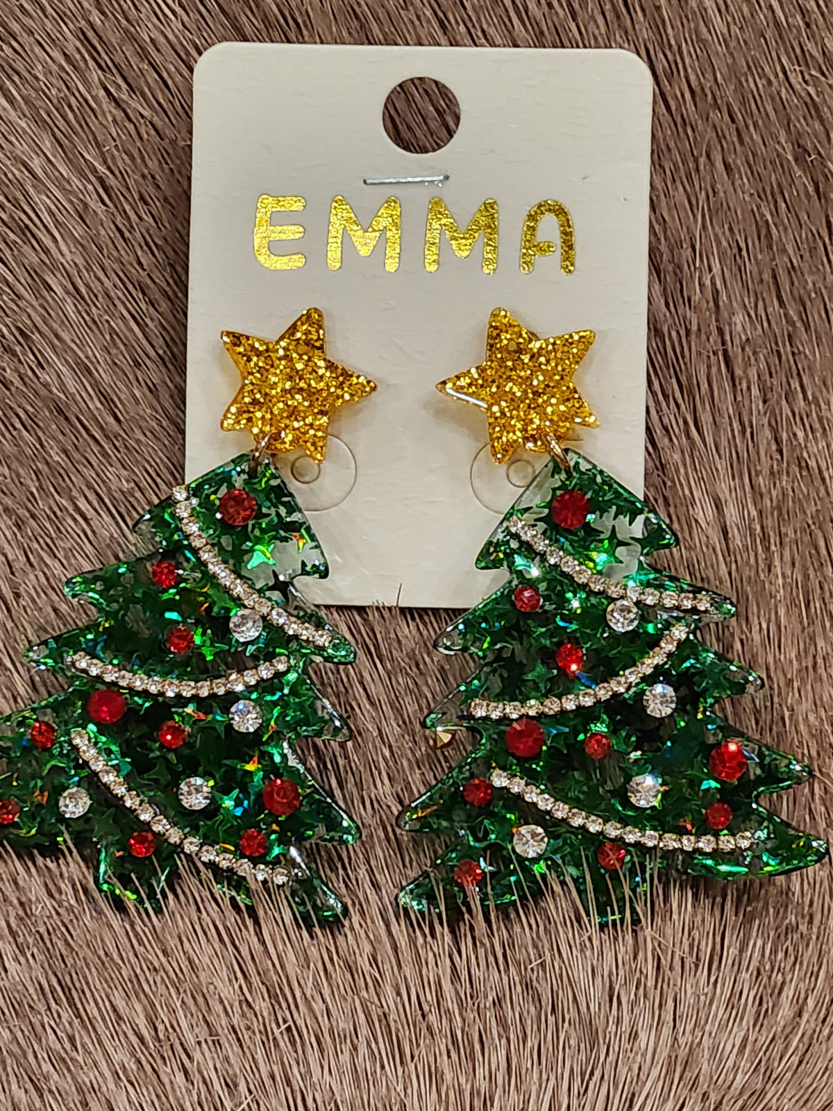 CHRISTMAS TREE DANGLE EARRINGS