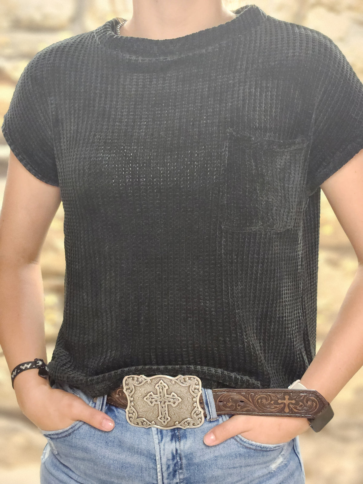 Chenille Short Sleeve Top