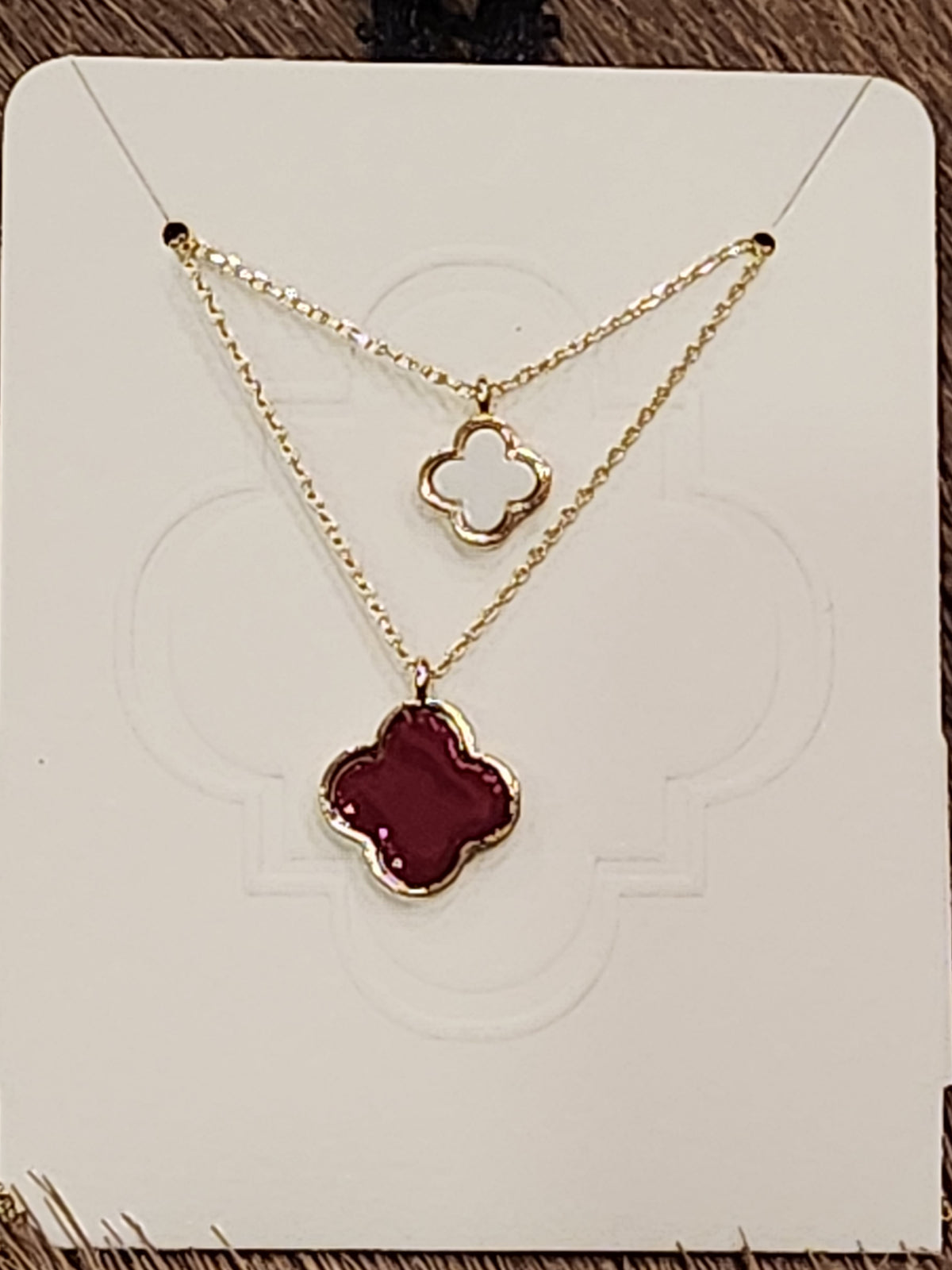 WHITE & RED CLOVER STACK NECKLACE