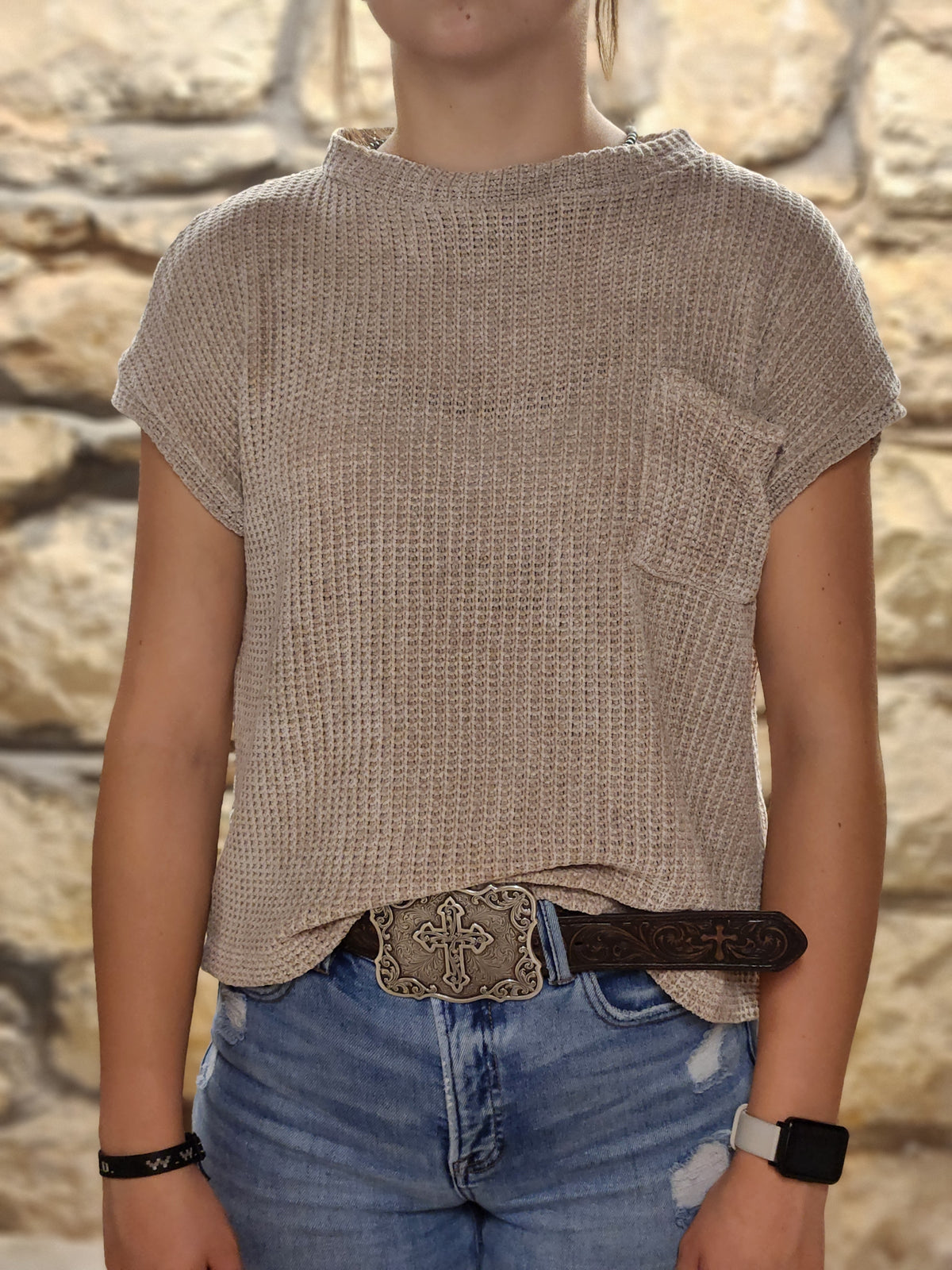 Chenille Short Sleeve Top