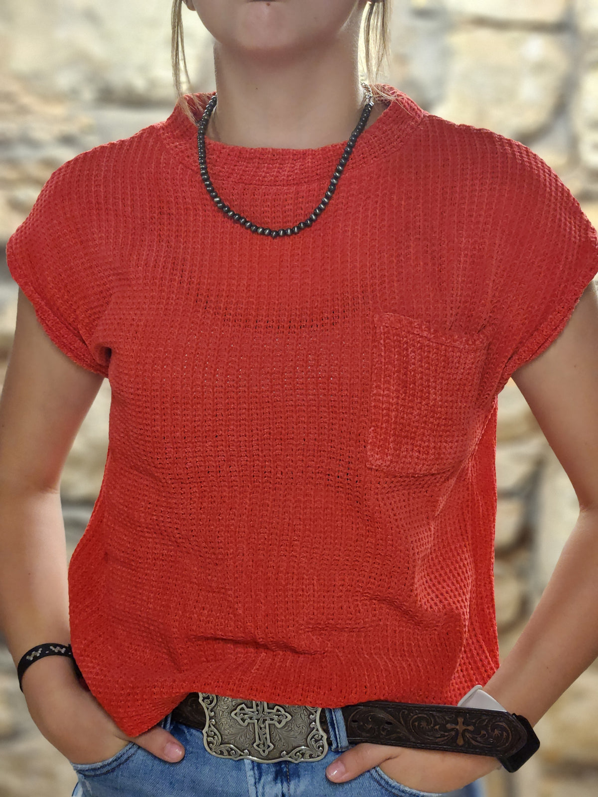 Chenille Short Sleeve Top
