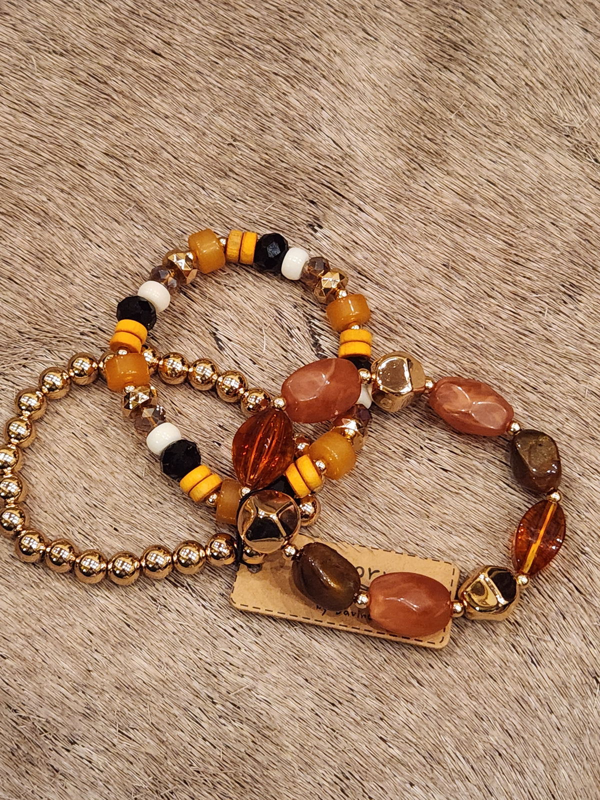 GOLD & BROWN STACK BRACELET