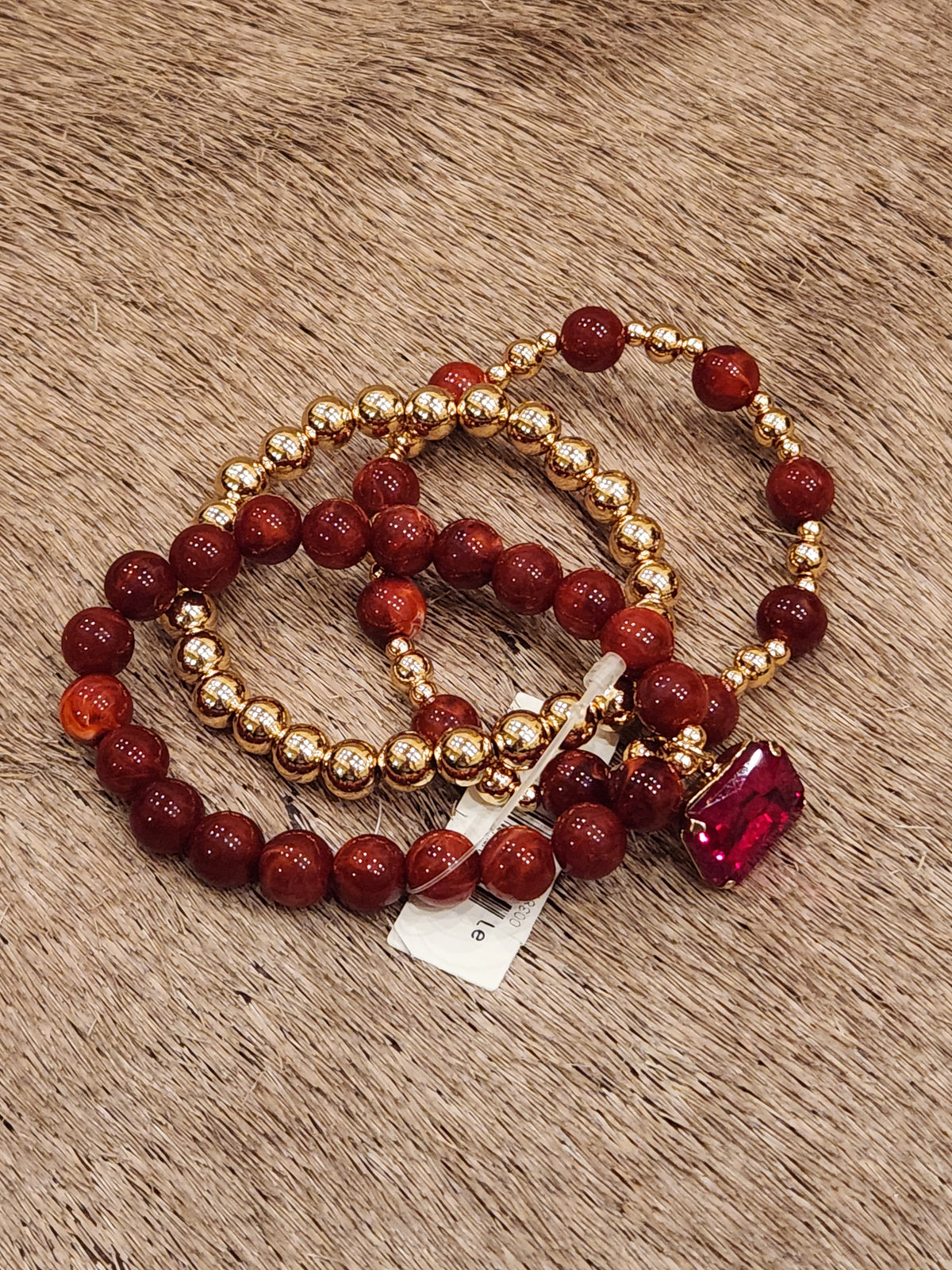 BURGUNDY & GOLD STACK BRACELET