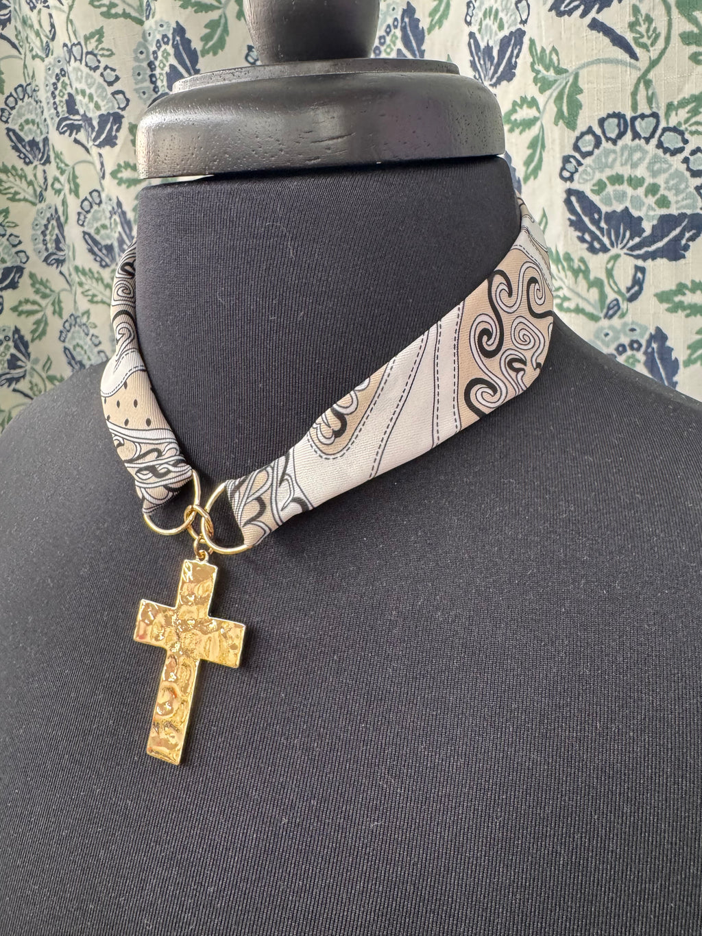 Scarf Necklace with Cross