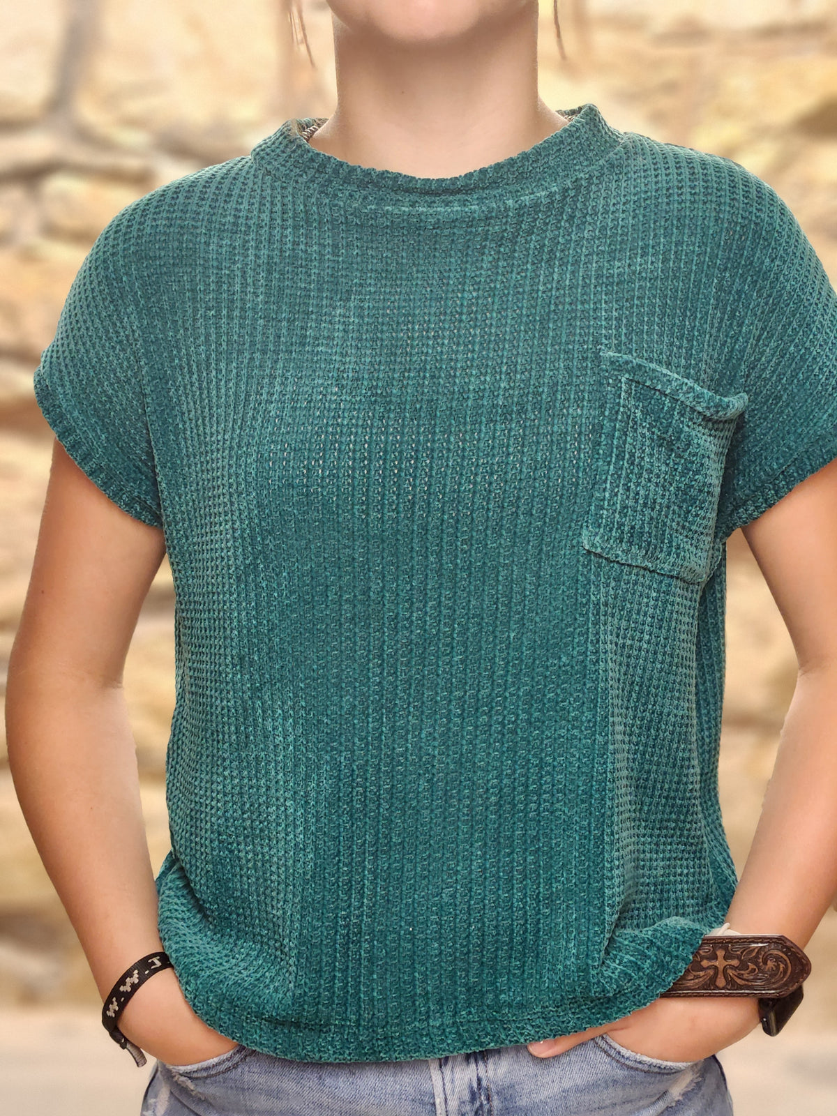 Chenille Short Sleeve Top
