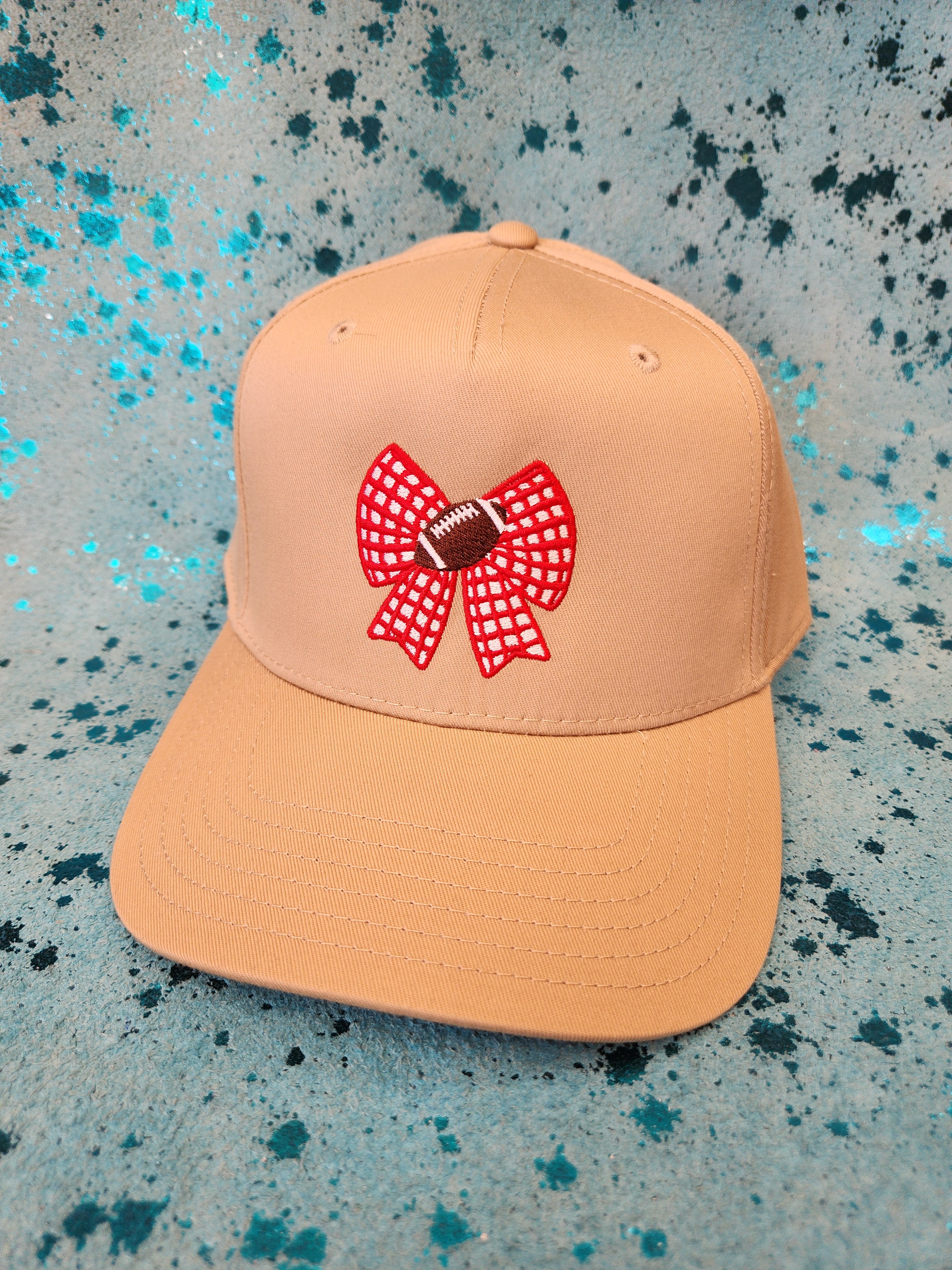 Checkered bow/Football Hat