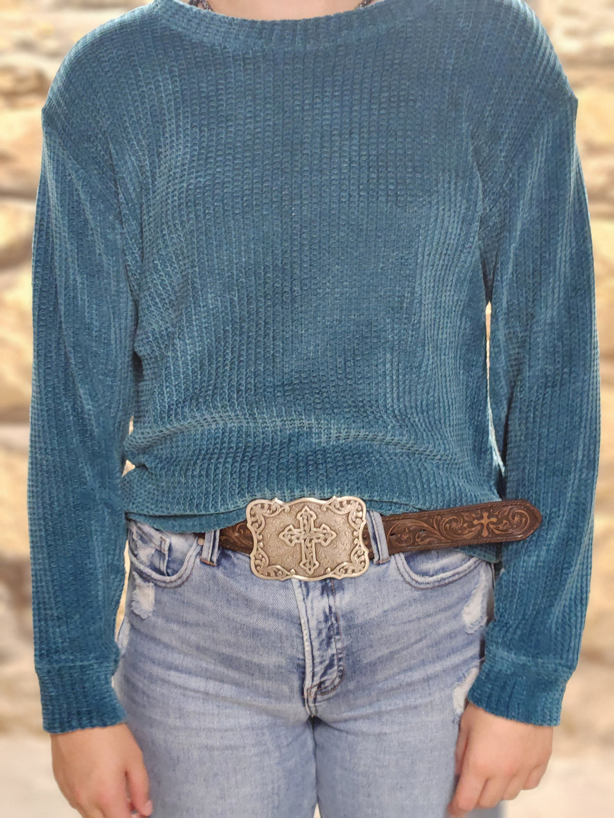 LONG SLEEVE CHENILLE SWEATER