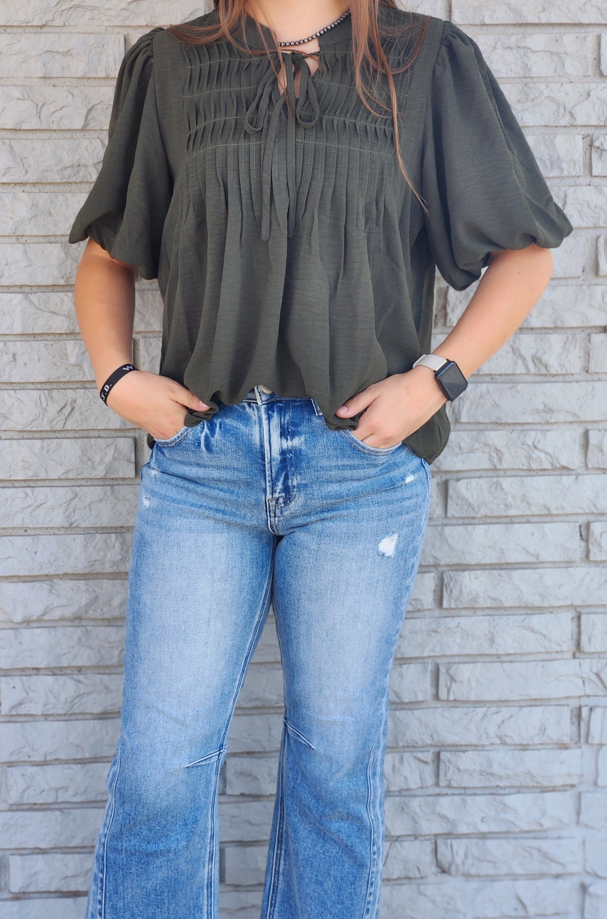 Puff Sleeve Woven Top