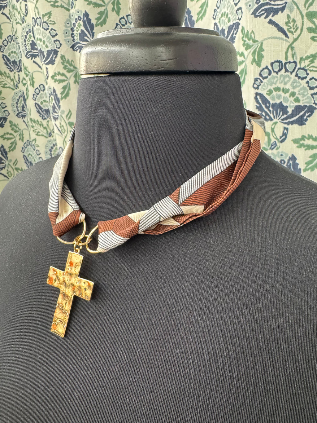 Scarf Necklace with Cross