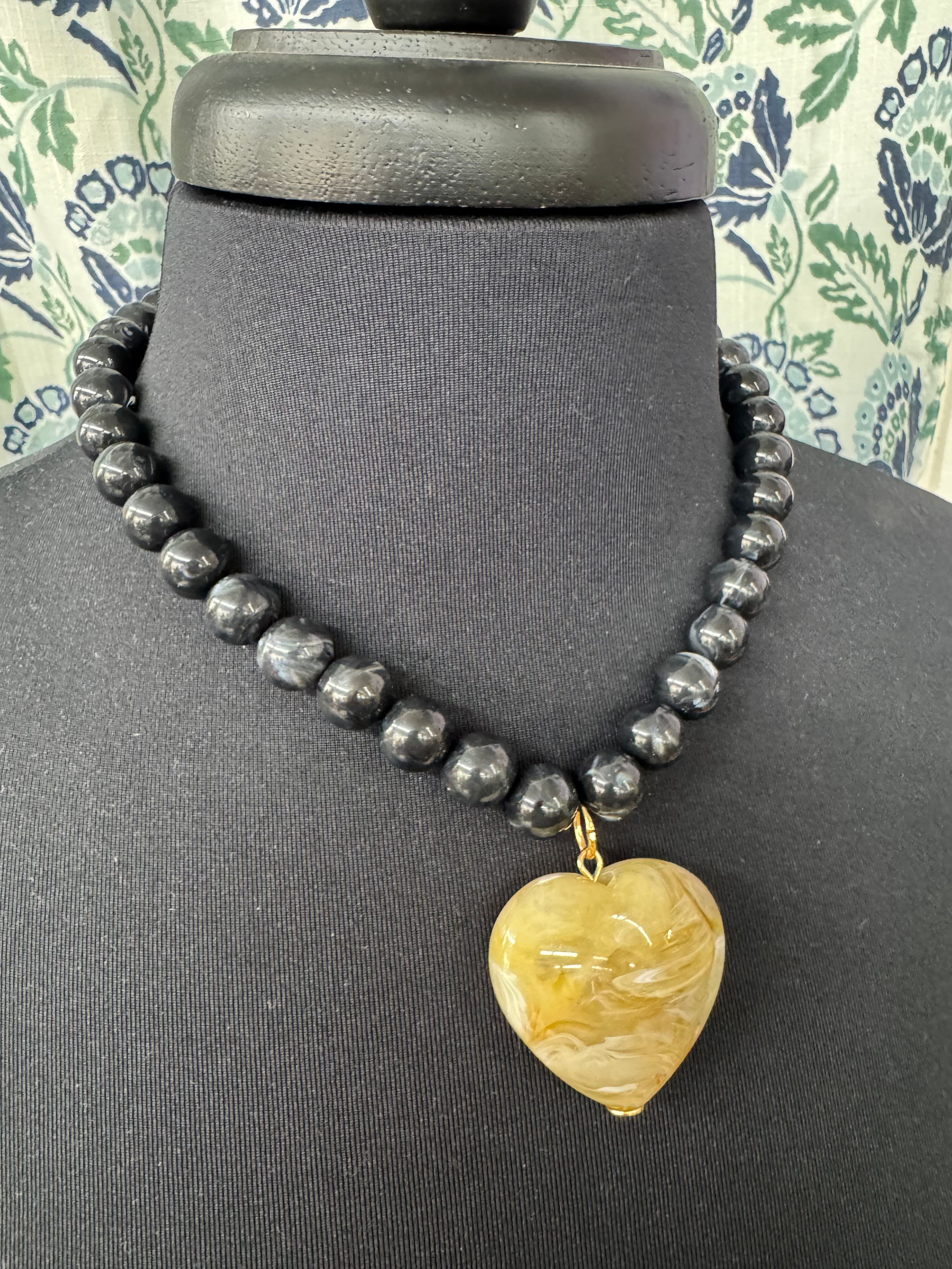 Beaded Necklace with Heart