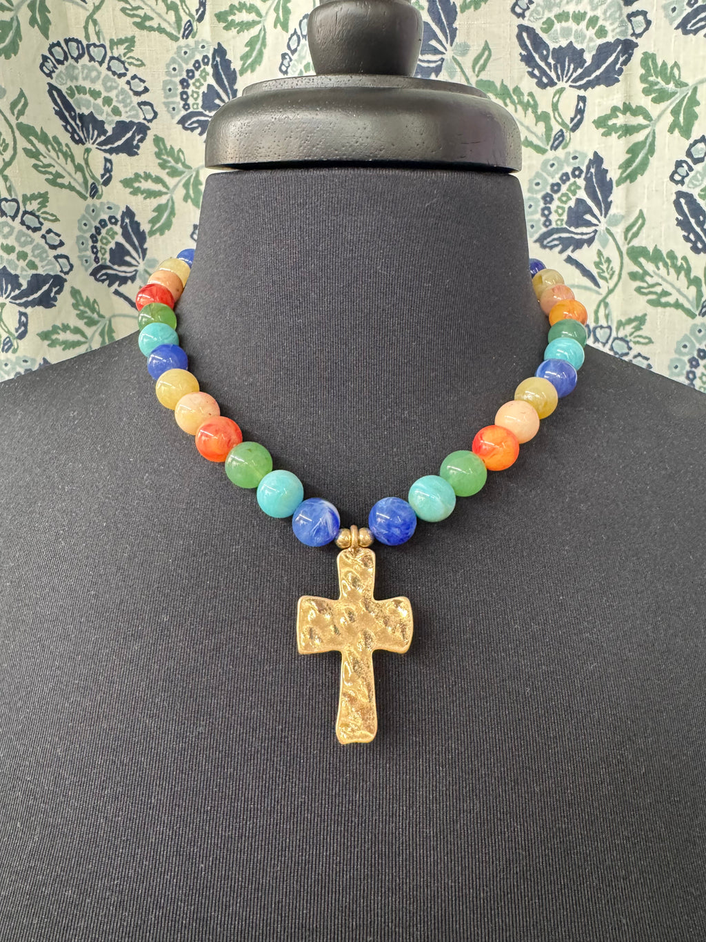 Beaded Necklace with Cross