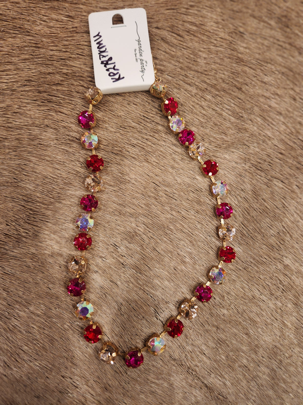 PINK/MAUVE CRYSTAL NECKLACE